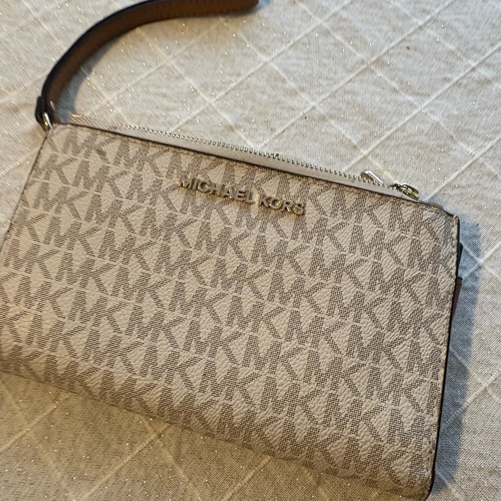 Michael Kors Monogram Tan Wristlet
